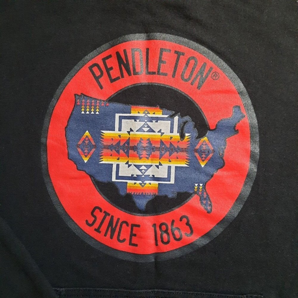 Pendleton Sweater Sweatshirt Mens Medium Black Crewneck Southwest Navajo Aztec - Picture 2 of 7